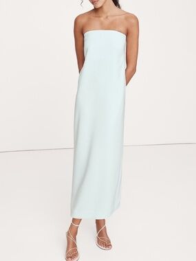 NWT Banana Republic Stretch-Crepe Strapless Long Midi Dress Ice Blue - Size 6